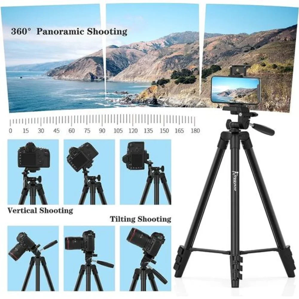 60'' Camera Phone Tripod Stand Compatible with Canon Nikon DSLR with Universal